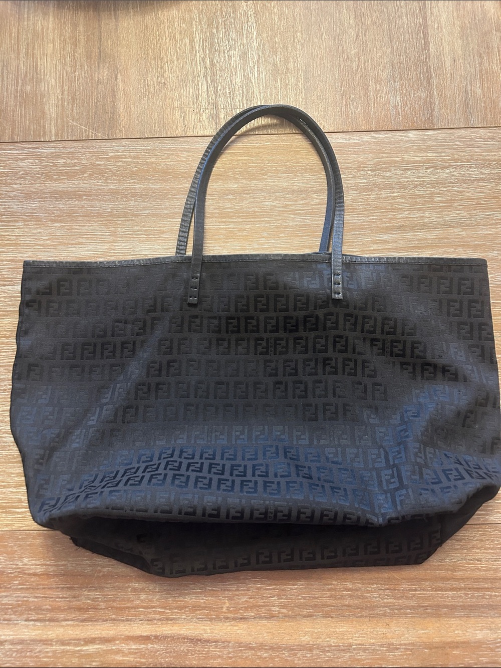Fendi Vintage Black Zucca Monogram Canvas Tote